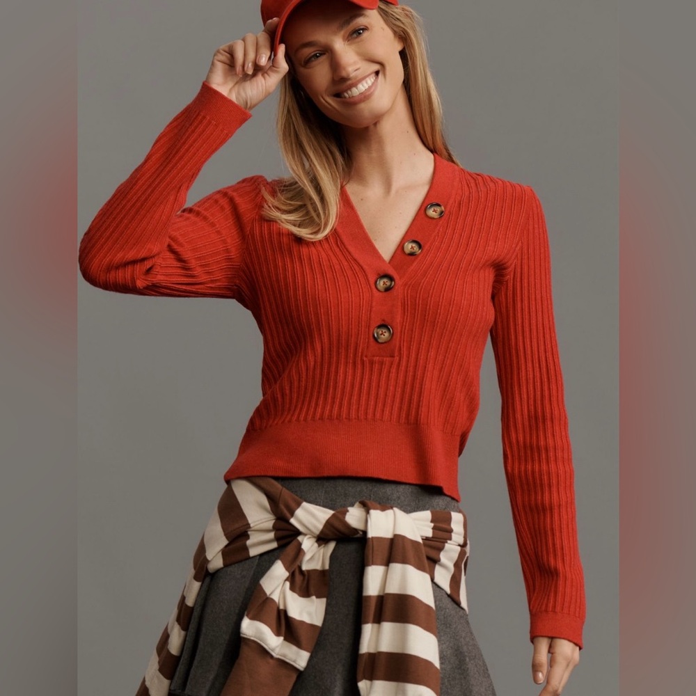 Anthropologie The Kassidy Deep V Sweater